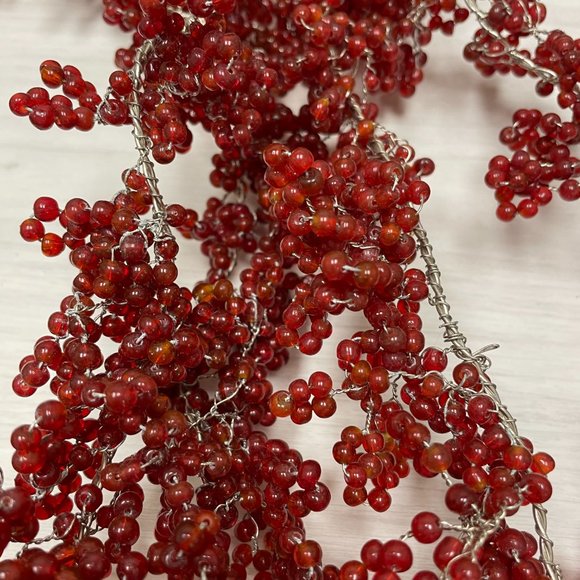 Rare Vintage Pottery Barn Glass Pepperberry Beaded Garland Red - Picture 8 of 8